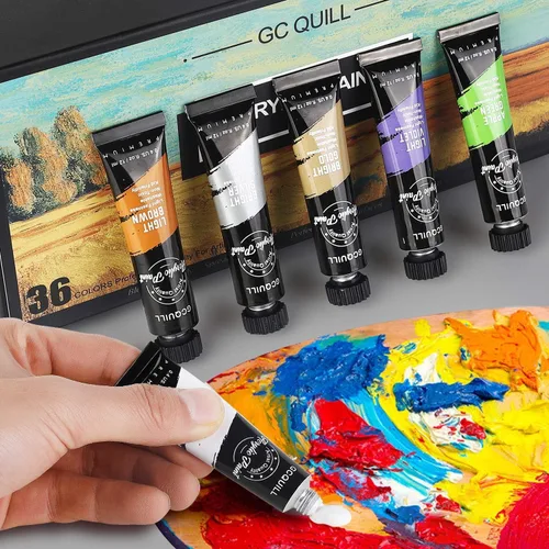 Miniatura 7 de Juego de 54 piezas de pintura acrílica artística, suministros de pintura con 36 tubos de 0.47 onzas líquidas, pinceles, cuchillos, lienzo