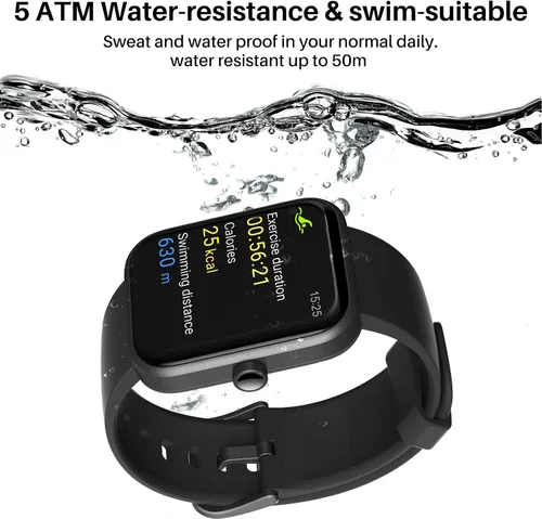 Miniatura 4 de TOZO S2 - Reloj inteligente Alexa integrado con monitor de actividad física y frecuencia cardíaca y oxígeno en sangre, monitor de sueño, 5 ATM