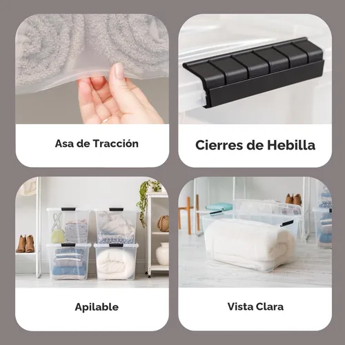 Miniatura 3 de IRIS USA Contenedores de almacenamiento de plástico apilables de 72 cuartos de galón con tapas, paquete de 6 unidades, sin BPA, fabricados