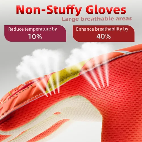 Miniatura 19 de Sportout Guantes de portero para niños, guantes de fútbol con doble protección en la muñeca y material de látex resistente al desgaste y Púrpura