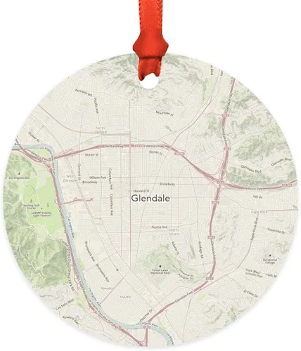 Miniatura 13 de Andaz Press Mapa de la ciudad de Estados Unidos redondo de madera natural MDF ornamento de Navidad, Akron, Ohio Vintage Mapa, 1 paquete, larga