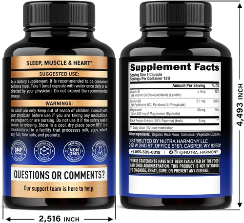 Miniatura 3 de Glicinato de magnesio 500 mg – Suplemento quelatado – Forma de alta absorción de magnesio – Apoyo para el sueño, la salud muscular y cardíaca