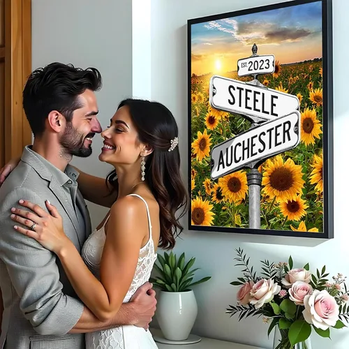Miniatura 5 de Póster de lienzo con nombre personalizado, letrero de calle vintage, regalos de amor, encrucijada, boda, fecha, nombres, letreros de calle, póster