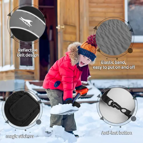 Miniatura 5 de Achiou Guantes de esquí para niños, guantes de nieve impermeables de invierno para niños, guantes de snowboard cálidos para pantalla táctil