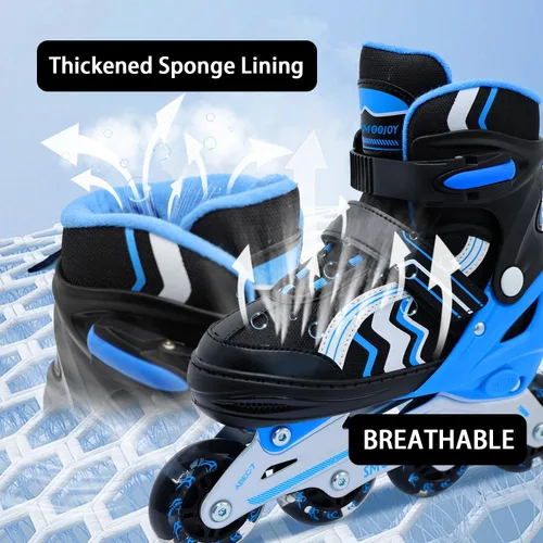 Miniatura 4 de Inline Skates for Kids 4 Size Adjustable Light-Up Wheels Aluminum Frame Black Rose Red Blade Skate for Boys and Girls S, M, L Sizes, Ages 5-8, 6-12
