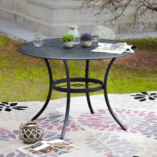 Miniatura 5 de Lokatse Home. Juego de 4 sillas para comedor de hierro forjado para exteriores, con brazos y cojines de asiento. Negro