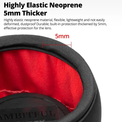 Miniatura 6 de AMBITFUL Bolsa Lensball, Estuche para lentes, Bolsa para lentes de cámara DSLR, negro, neopreno, 5.9x3.93in LP-15