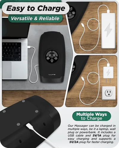 Miniatura 7 de Lunix LX3 masajeador de manos inalámbrico, máquina de masaje shiatsu con calor y compresión, 6 niveles de terapia de puntos de presión