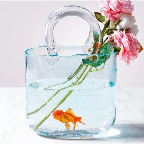 Jarrón de vidrio transparente, florero de vidrio soplado a mano, florero de vidrio, jarrón de vidrio para decoración del hogar, sala de estar,
