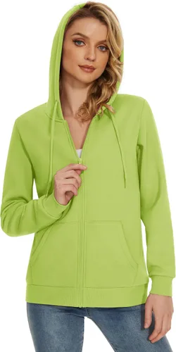 Miniatura 9 de TACVASEN Sudaderas con capucha y cremallera para mujer, ligera, de rizo francés, con cremallera completa y bolsillos
