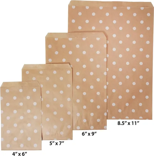 Miniatura 6 de CuteBox Bolsas de regalo de papel plano blanco con lunares (4 x 6 pulgadas) para mercancía, manualidades, recuerdos de fiesta, venta al por menor