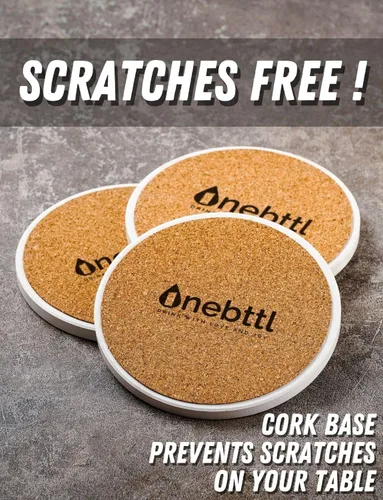 Miniatura 6 de Onebttl Juego de 6 posavasos con monograma, letra inicial, cerámica, absorbente con base de corcho, decoración del hogar para familia, inauguración