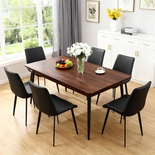 Miniatura 12 de Juego de 2 sillas de comedor modernas, sillas de comedor de cuero PU, sillas de cocina tapizadas con respaldo ergonómico y patas de metal