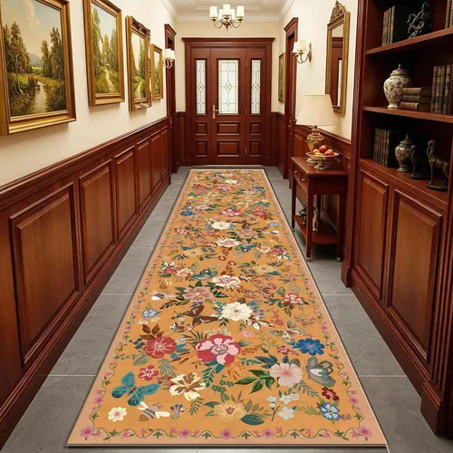 Miniatura 32 de Ukeler - Alfombra rústica con diseño floral para sala, dormitorio, comedor, Country rústico, Azul (luxury blue)