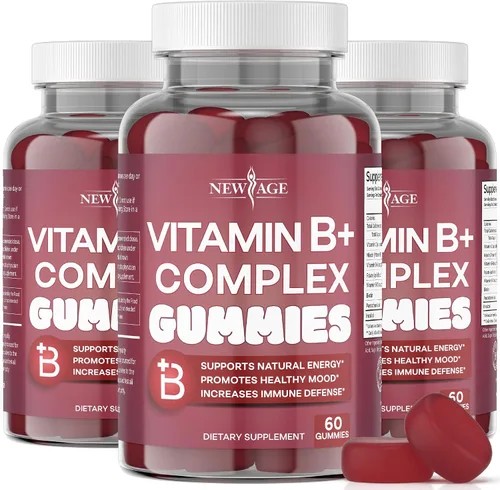 Miniatura 9 de NEW AGE - Gomitas de complejo de vitamina B con vitamina B3, B5, B6, B7, B9 y B12, con biotina, ácido fólico y vitamina C, sin gluten, veganas