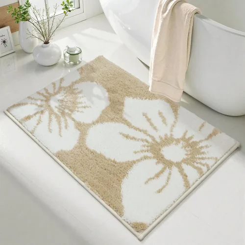 Uphome Tapetes de baño para baño, 18 x 26, diseño floral, moderno, antideslizante, suave, lavable a máquina, absorbente, de secado rápido, tapete de