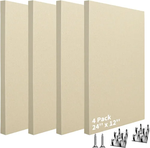 Miniatura 10 de Art3dwallpanels 4 PCS Paneles Acústicos, 24''x12'' Paneles de Pared de Tela Insonorizados, Paneles de Absorción de Sonido de Montaje Fácil con Gris