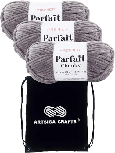 Miniatura 13 de Premier Yarns Parfait Chunky Mushroom 1150-41 (6 madejas - mismo lote de tinte) Peso S Bulky #6 Hilo de poliéster para ganchillo y punto con bolsa