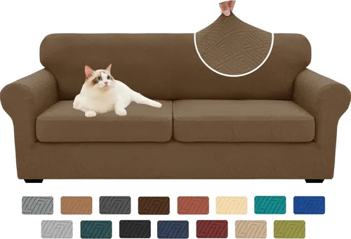 Miniatura 61 de XINEAGE - Fundas para sofá de 3 piezas, para sofá de 2 cojines extragrandes, funda súper elástica para sofá de 2 asientos, funda universal para sofá