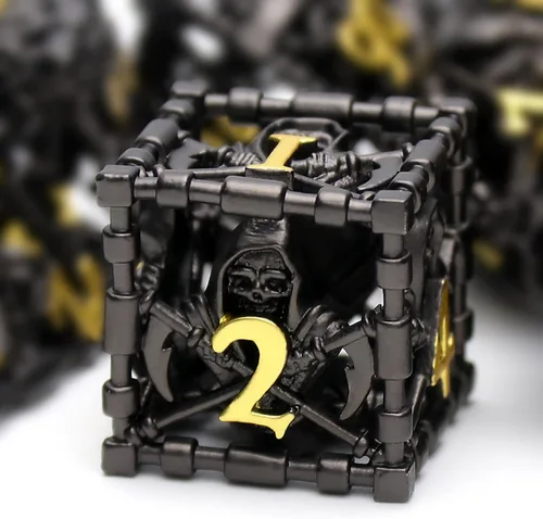 Miniatura 19 de D&D Dice, Dungeons and Dragons Dice HNCCESG Juego de dados de metal poliédricos huecos para juegos de mesa RPG MTG (Dragon Silver Blood Spot)