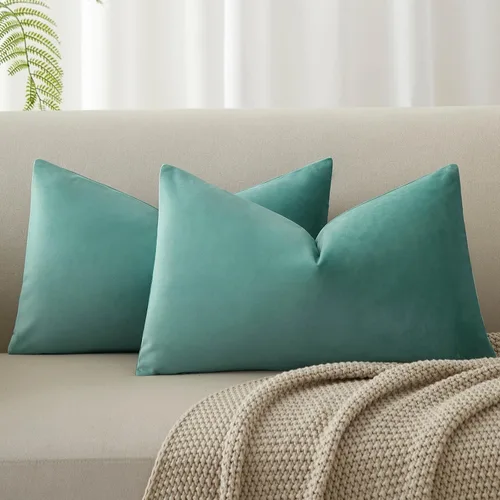 Miniatura 114 de Juspurbet - Juego de 2 fundas decorativas de terciopelo para cojines, fundas suaves para sofá, cama o sillón con cremallera oculta, para sala