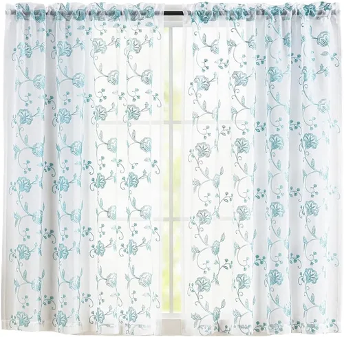 Miniatura 114 de Cortinas para ventana cortinas blancas traslúcidas de 90 pulgadas de largo, 2 paneles de cortinas de tul, paneles de ventana para cortinas de Blanco