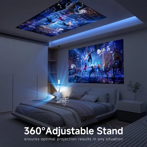 Miniatura 3 de [Soporte ajustable de 360°] Mini proyector con WiFi y Bluetooth: enfoque eléctrico y Keystone automático compatible con 1080p, 15000L, proyector