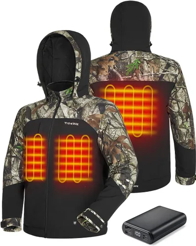 TIDEWE Chaquetas térmicas para hombre con batería, chaquetas de trabajo aislantes de 6.35 oz, abrigo resistente al agua (negro, marrón, S-XXXL)