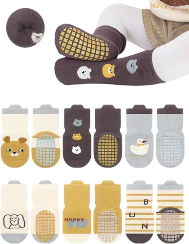 Calcetines de agarre antideslizantes para bebés y niños pequeños, cálidos, gruesos, antideslizantes, calcetines para niñas y niños recién nacidos, 6