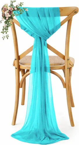 Miniatura 19 de VDS Paquete de 25, Rojo Manzana, Lazos de Gasa para Sillas con Bordado de Chiffon, Funda para Silla con Moño en la Parte Posterior, Ideal