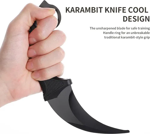 Miniatura 5 de Karambit - Cuchillo de entrenamiento sin filo Karambit con funda para principiantes, herramienta de entrenamiento 100% segura