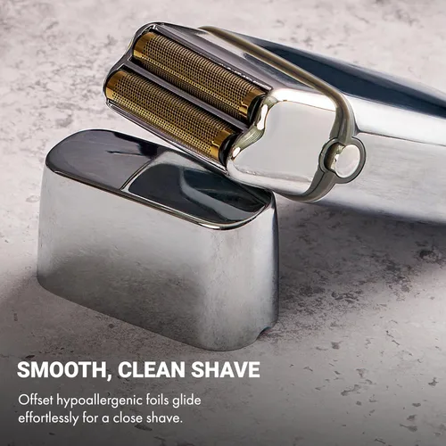 Miniatura 3 de BaBylissPRO METALFX Double Foil Shaver, Handheld Electric Razor for Travel, Portable Cordless Close Face Shaver for Head, Beard, & Neck Plateado