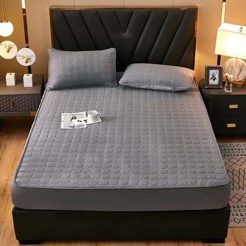 Miniatura 7 de FCLDESHOP Funda de cama, sábanas bajeras gruesas y acolchadas de color sólido, para habitación de los niños, con estampado de animé, geometría, 59.1