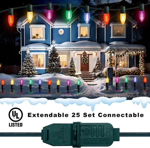 Miniatura 6 de GAGALIFE Luces de Camino de Navidad C9 de 29 Pies para Exteriores - 25 Luces LED con 25 Estacas de Marcador para Sendero, Luces Navideñas C9