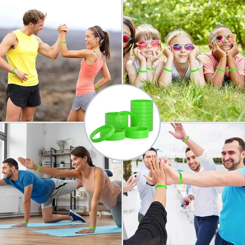 Miniatura 7 de 120 pulseras de goma de silicona verde unisex para equipos deportivos, juegos de fiesta, moda para el día de San Patricio, decoración de pulseras