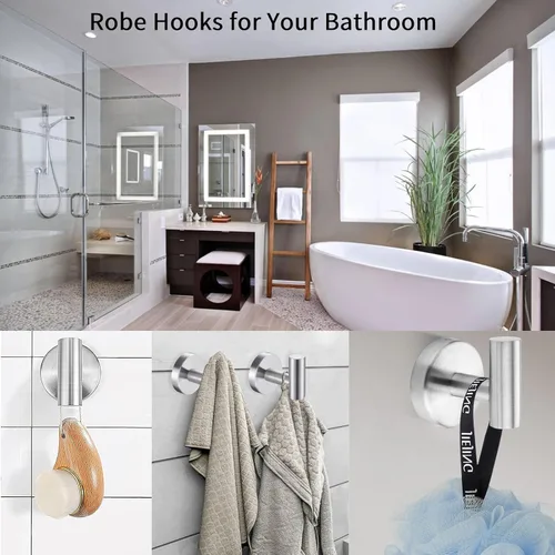 Miniatura 6 de Kruodop Ganchos para Toallas de Baño, 2 Paquetes Soporte de Pared para Toallas, Gancho de Pared Mate para Bata, Gancho para Toallas de Puerta