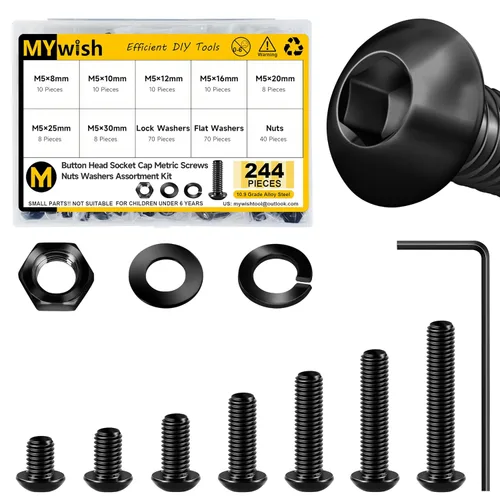 Miniatura 16 de Mywish Kit surtido de 380 tuercas y tornillos M4, 304 tornillos métricos, tornillos métricos, tornillos métricos, arandelas de bloqueo plano y SIiver