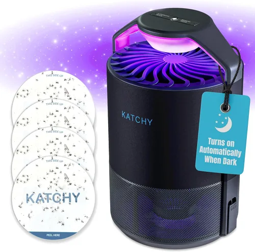 Miniatura 12 de Katchy Trampa para insectos enchufable para interiores, atrapa moscas para mosquitos, jejenes, moscas de la fruta y polilla pequeña, luz azul, sin