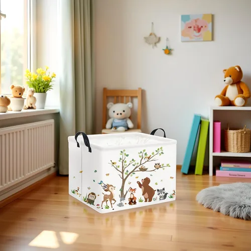 Miniatura 3 de Cesta rectangular de almacenamiento para niños, cesta de almacenamiento para bebés con asas para la cocina del hogar, lindo organizador de juguetes