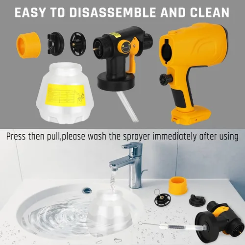 Miniatura 6 de Pistola pulverizadora inalámbrica WaxPar compatible con batería Dewalt 20V, pistola de pintura HVLP de 200W 18V con motor sin escobillas, 4
