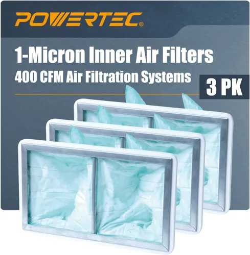 Miniatura 12 de POWERTEC Filtro de Aire Exterior de 5 Micrones para WEN 3410, POWERTEC AF4000/AF4001, Sistema de Filtración de Aire Shop Fox W1830, Repuesto