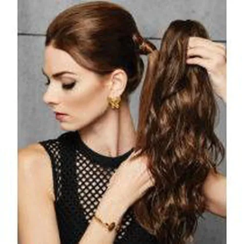 Miniatura 4 de Cola de caballo simplemente rizada de 18 pulgadas, color R14/25 Honey Jengibre, HairDo Hairpieces Claw Clip Pony Tru2Life resistente al calor, ondas