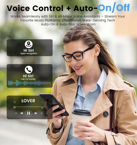 Miniatura 8 de Lentes inteligentes AI para hombres y mujeres con traducción en tiempo real y audio Bluetooth, gafas de traductor de 115 idiomas con altavoces