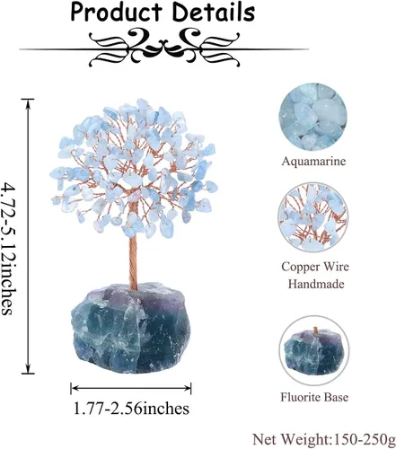 Miniatura 3 de PESOENTH Árbol de cristal de aguamarina, regalo de árbol de la vida para mujeres, mamá, cumpleaños, cristales curativos, árboles de energía