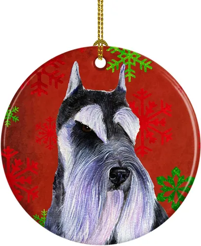 Miniatura 115 de Caroline's Treasures Bulldog English - Copos de nieve rojos y verdes, adorno de cerámica de Navidad, decoración colgante para el hogar, Navidad