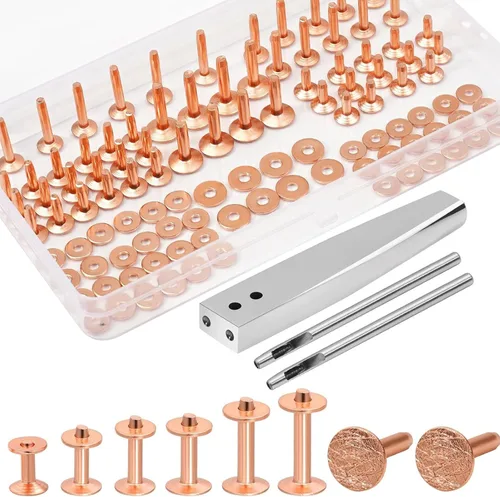 Miniatura 13 de 84 unidades, remaches y rebabas de cobre, fijador de rebabas #9 y #12, remaches de cuero, herramienta de ajuste de instalación con cortador