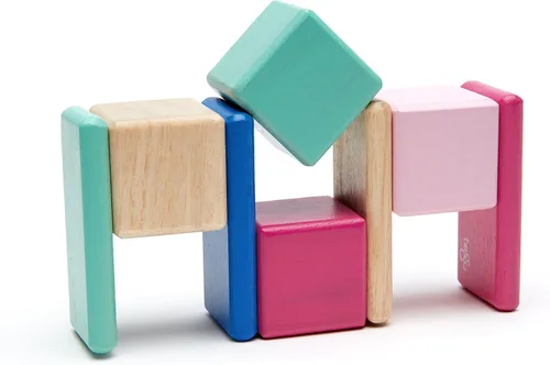 Miniatura 7 de Juego de bloques de madera magnéticos Tegu Pocket Pouch de 8 piezas, Blossom