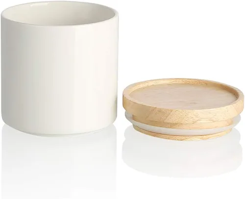 Miniatura 26 de Sweejar Kitchen Canisters - Tarro de cerámica para almacenamiento de alimentos, recipientes apilables con sello hermético y tapa de madera