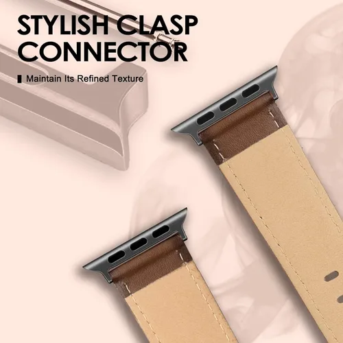 Miniatura 6 de Correa de cuero compatible con correas de Apple Watch de 1.811 in, 1.772 in, 1.732 in, 1.654 in (Serie 1/2/3) para hombres y mujeres, correa