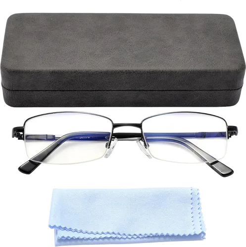 Miniatura 3 de Gafas de bloqueo de luz azul para computadora para hombres y mujeres, gafas de juego de computadora, marco metálico a medio armazón, lente